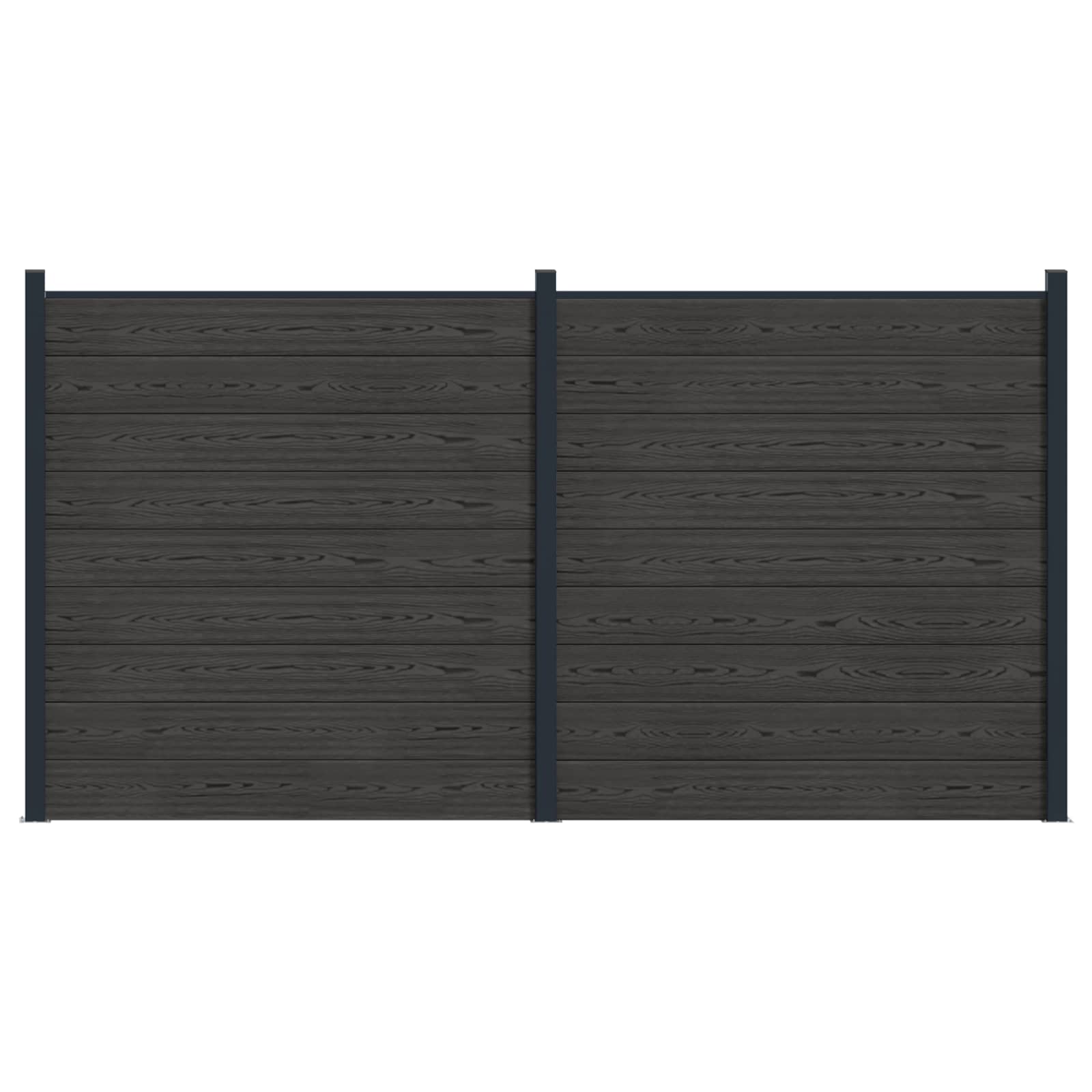 Hekpaneel 2 pcs WPC en Aluminium Zwart is nu te koop bij PeponiXL, paradijselijk wonen!