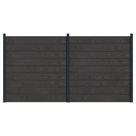 Hekpaneel 2 pcs WPC en Aluminium Zwart is nu te koop bij PeponiXL, paradijselijk wonen!