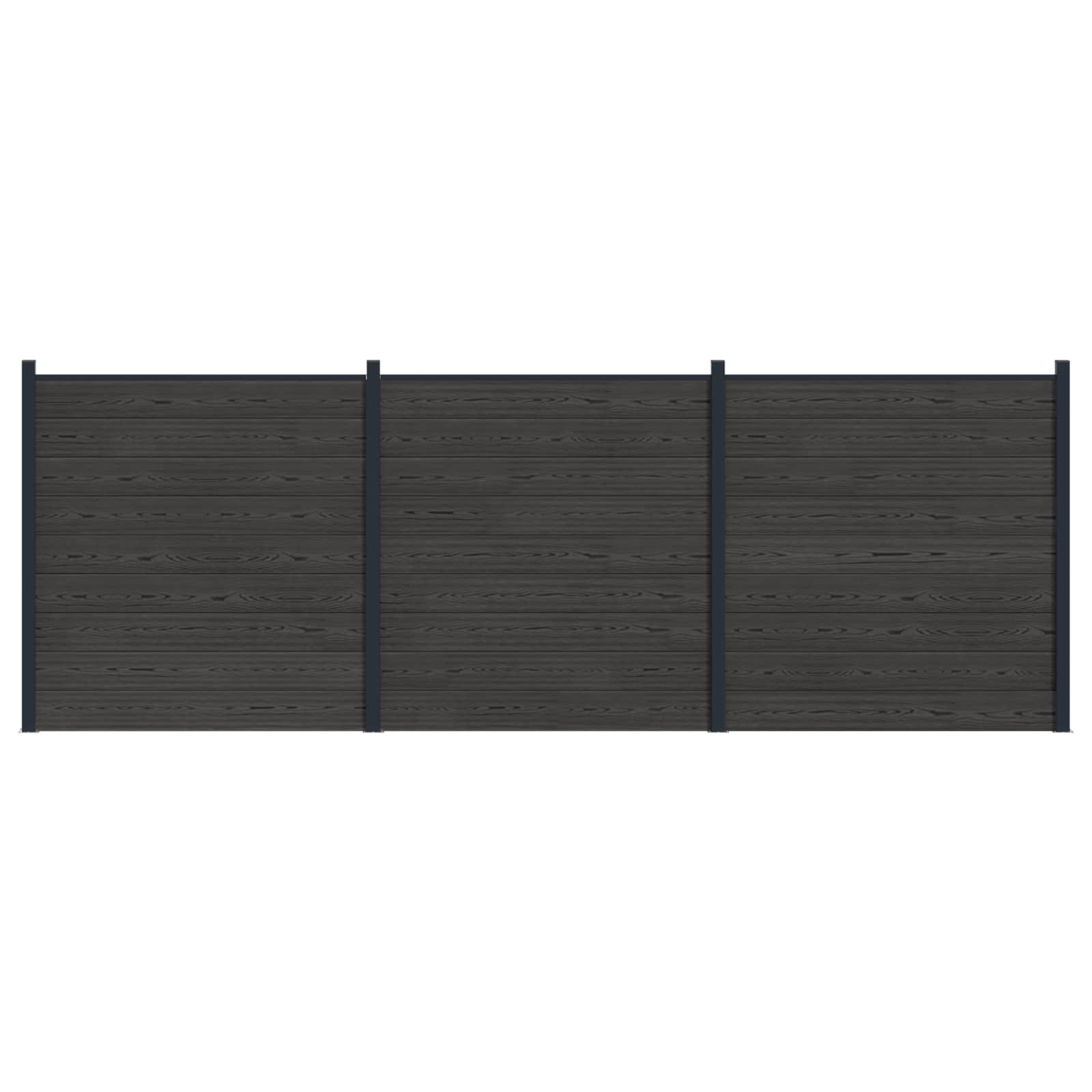 Hekpaneel 3 pcs WPC en Aluminium Zwart is nu te koop bij PeponiXL, paradijselijk wonen!
