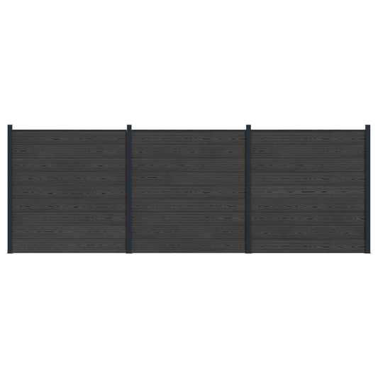 Hekpaneel 3 pcs WPC en Aluminium Zwart is nu te koop bij PeponiXL, paradijselijk wonen!