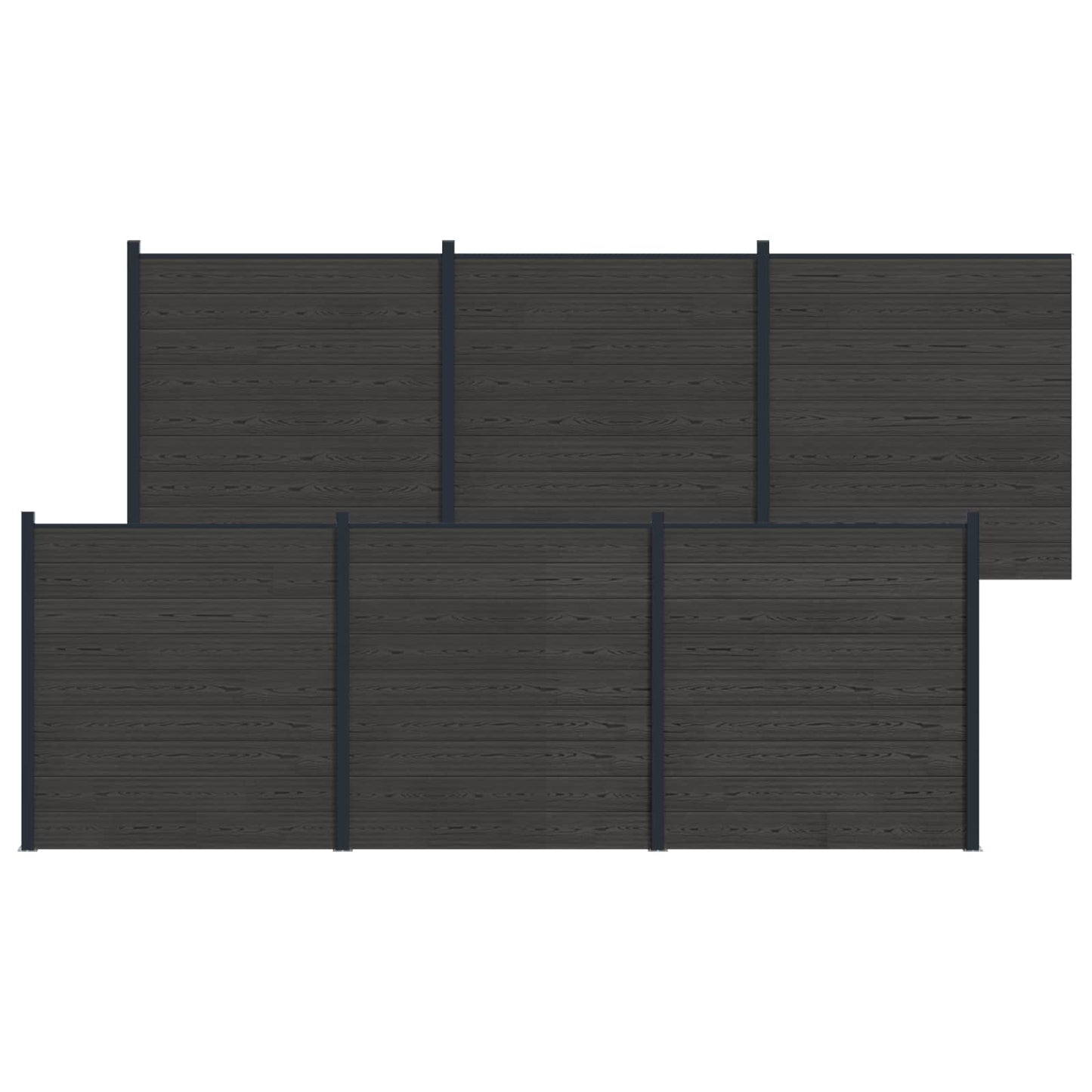 Hekpaneel 6 pcs WPC en Aluminium Zwart is nu te koop bij PeponiXL, paradijselijk wonen!