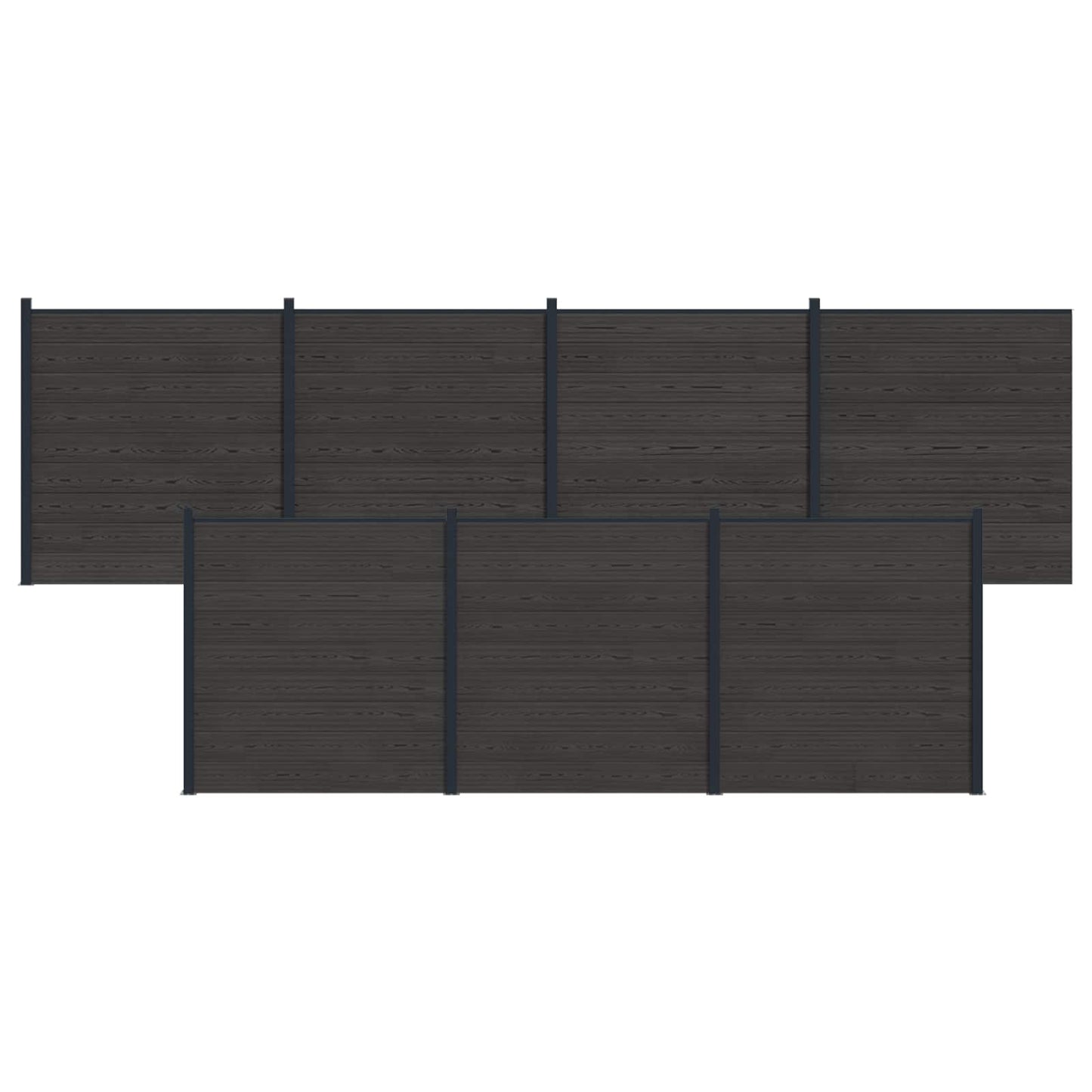 Hekpaneel 7 pcs WPC en Aluminium Zwart is nu te koop bij PeponiXL, paradijselijk wonen!