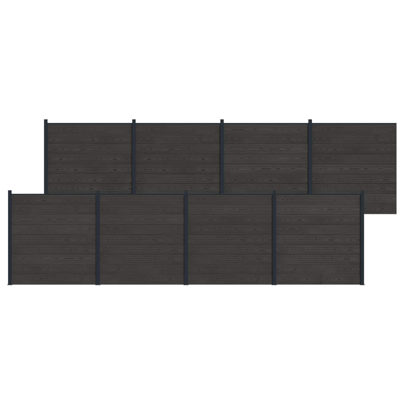 Hekpaneel 8 pcs WPC en Aluminium Zwart is nu te koop bij PeponiXL, paradijselijk wonen!