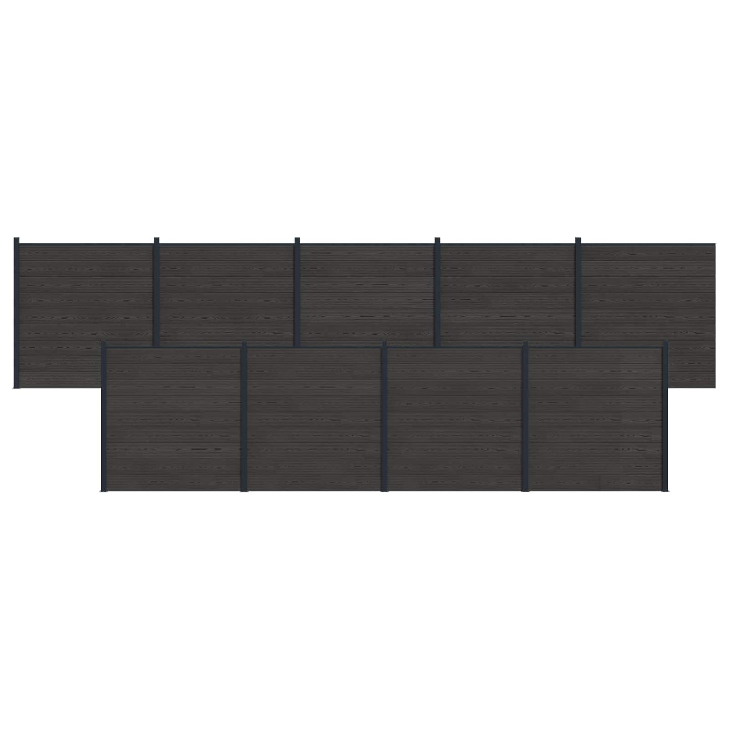 Hekpaneel 9 pcs WPC en Aluminium Zwart is nu te koop bij PeponiXL, paradijselijk wonen!