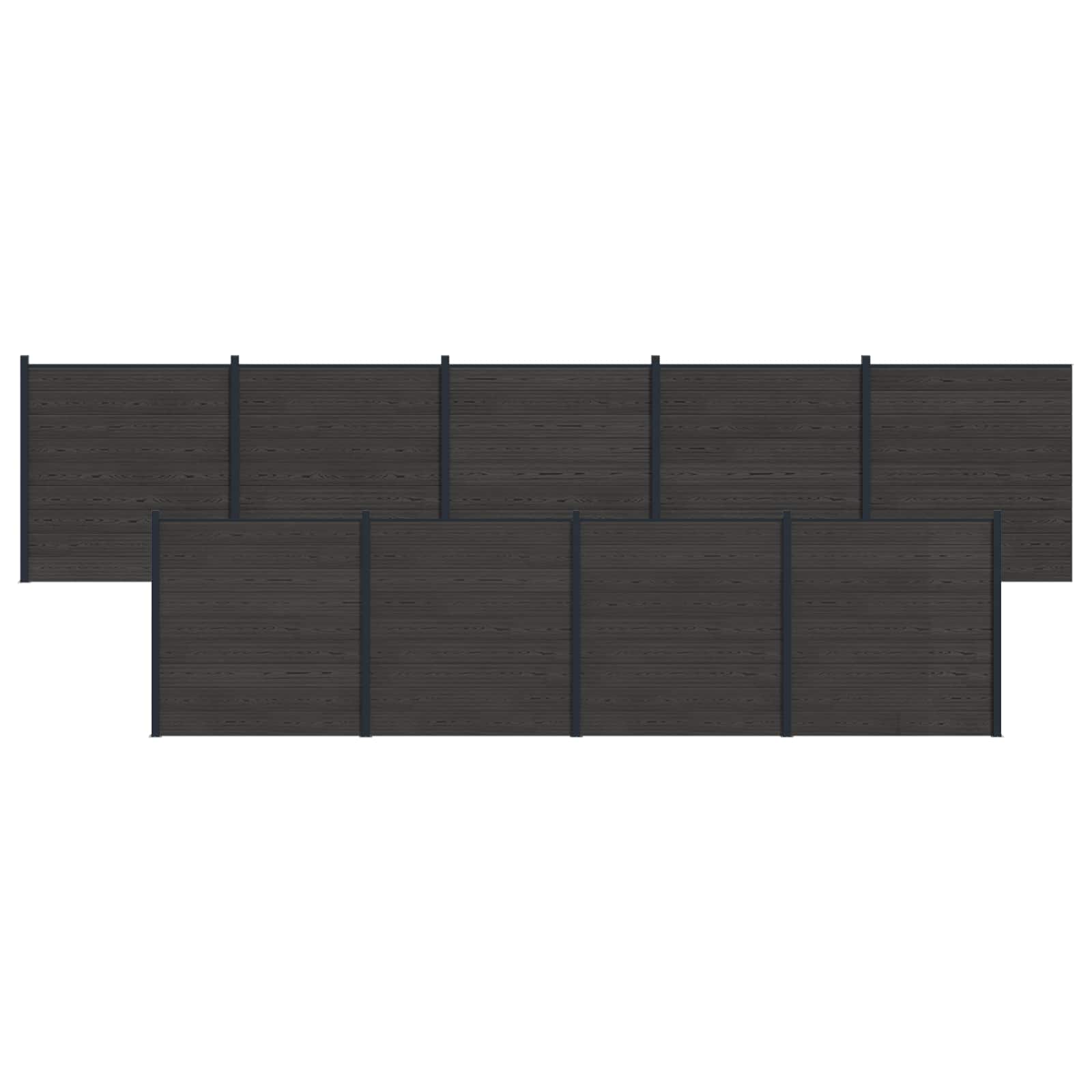 Hekpaneel 9 pcs WPC en Aluminium Zwart is nu te koop bij PeponiXL, paradijselijk wonen!
