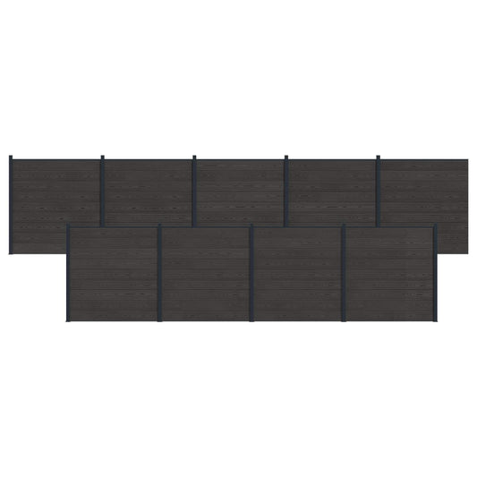 Hekpaneel 9 pcs WPC en Aluminium Zwart is nu te koop bij PeponiXL, paradijselijk wonen!