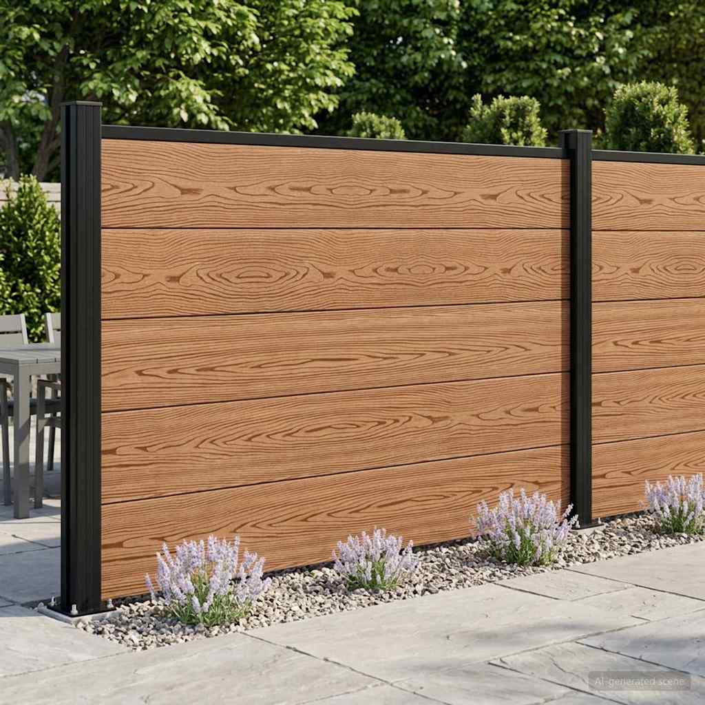 Hek set 7 pcs 1218 x 105 cm WPC en Aluminium Bruin is nu te koop bij PeponiXL, paradijselijk wonen!