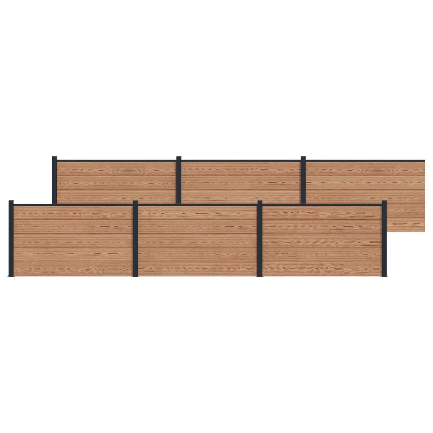 Hek set 6 pcs 1045 x 105 cm WPC en Aluminium Bruin is nu te koop bij PeponiXL, paradijselijk wonen!