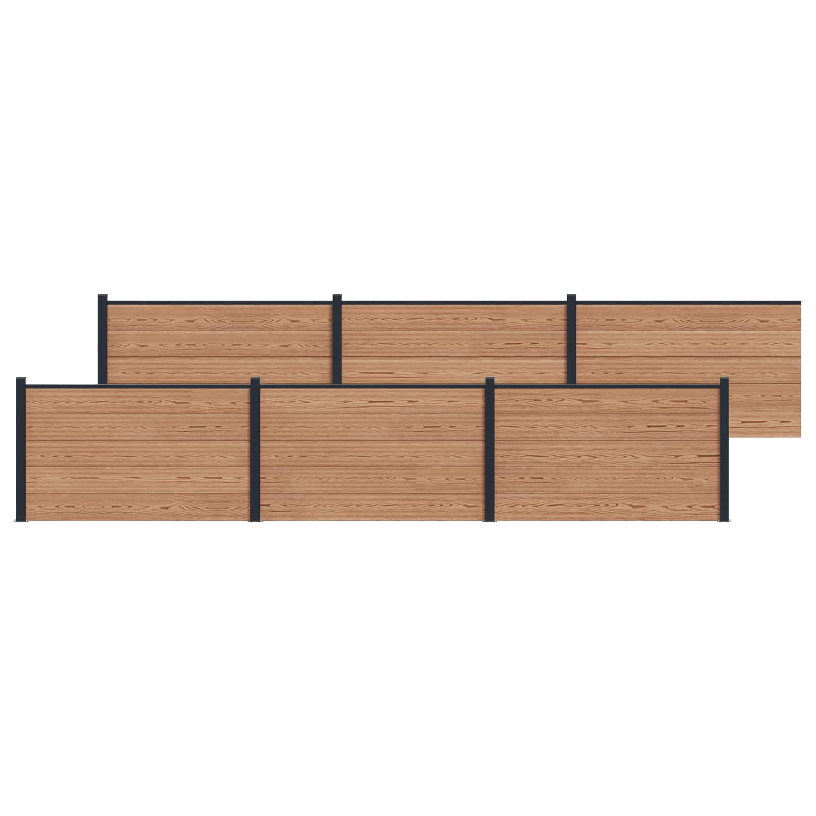 Hek set 6 pcs 1045 x 105 cm WPC en Aluminium Bruin is nu te koop bij PeponiXL, paradijselijk wonen!