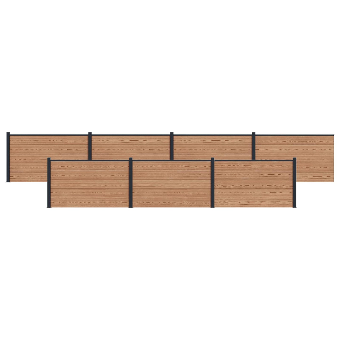 Hek set 7 pcs 1218 x 105 cm WPC en Aluminium Bruin is nu te koop bij PeponiXL, paradijselijk wonen!