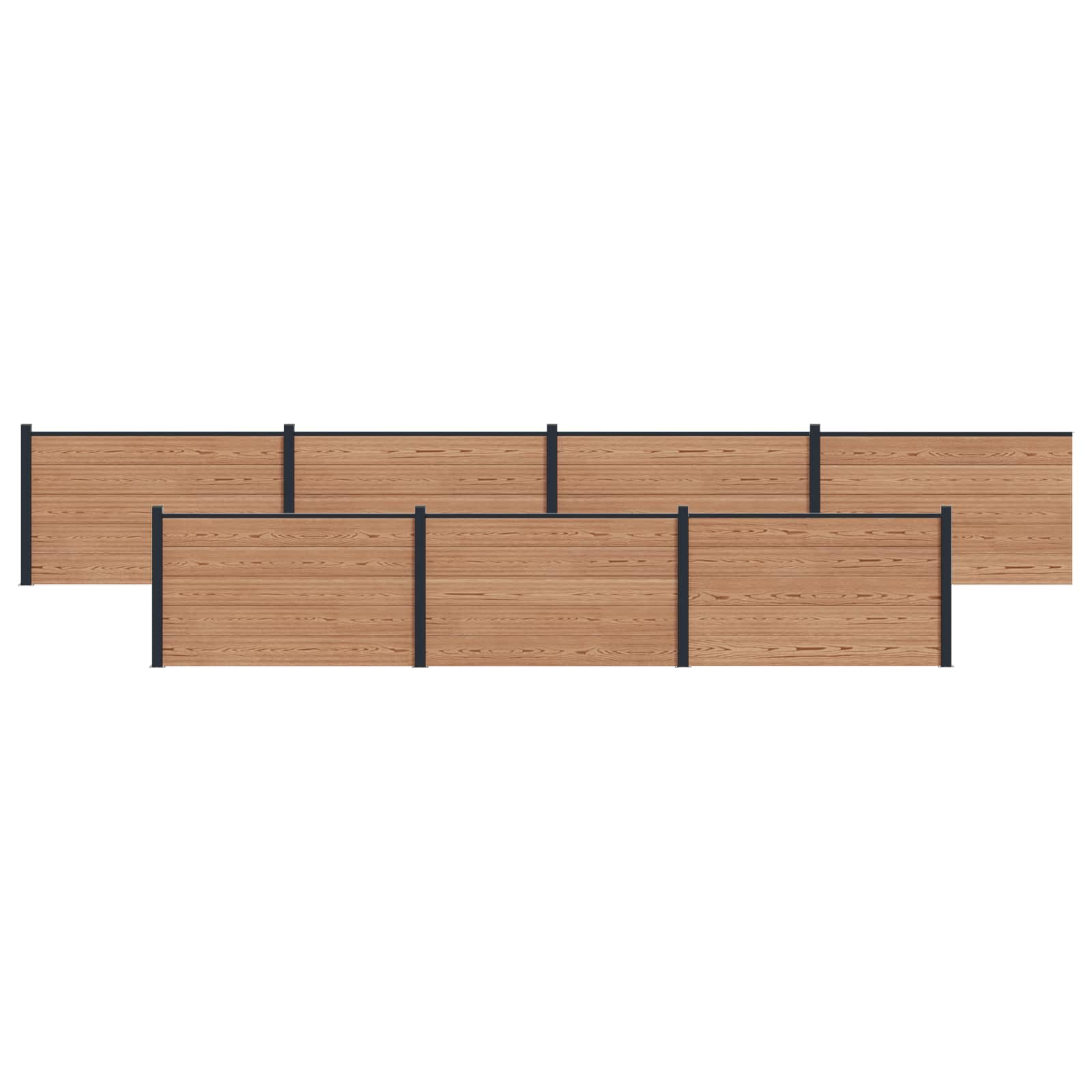 Hek set 7 pcs 1218 x 105 cm WPC en Aluminium Bruin is nu te koop bij PeponiXL, paradijselijk wonen!