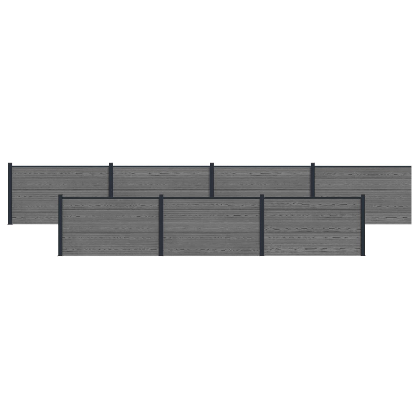 Hekpaneel 7 pcs WPC en Aluminium Grijs is nu te koop bij PeponiXL, paradijselijk wonen!