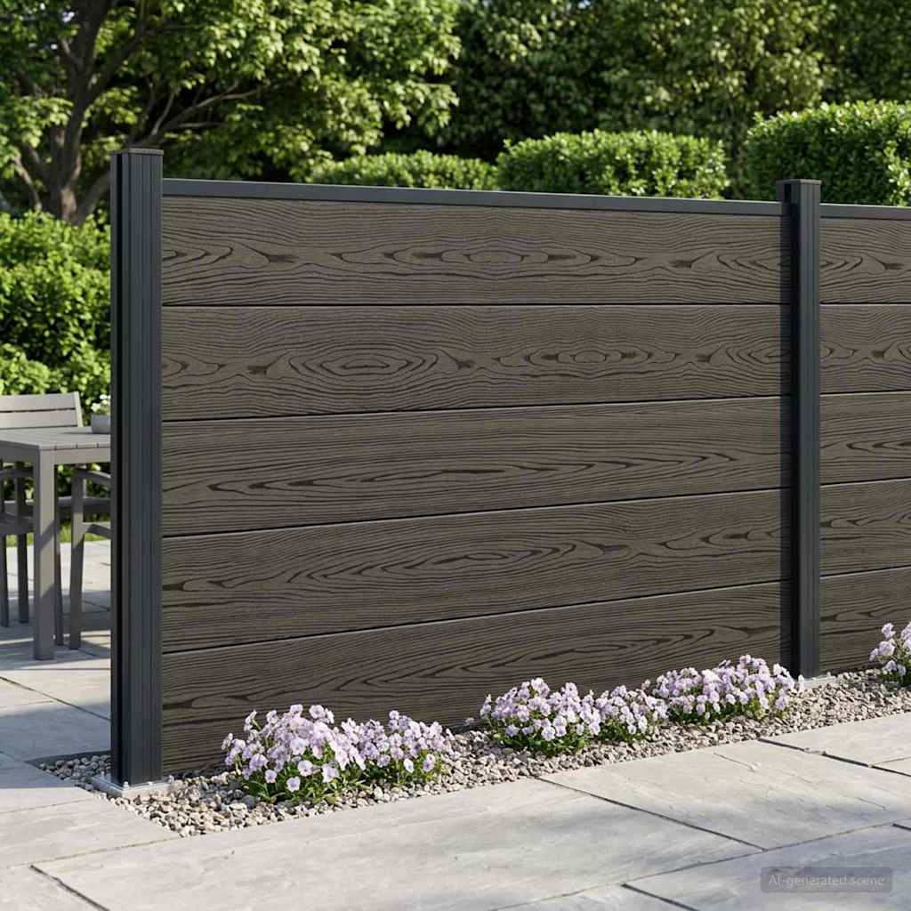 Hek set 2 pcs 353 x 105 cm WPC en Aluminium Zwart is nu te koop bij PeponiXL, paradijselijk wonen!