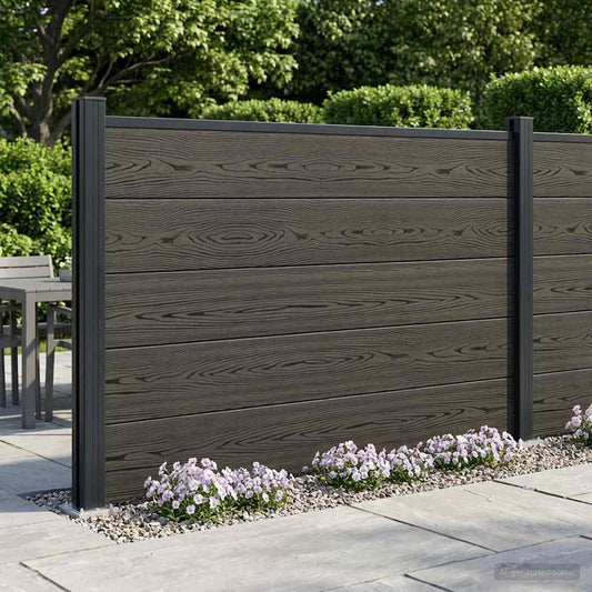 Hek set 2 pcs 353 x 105 cm WPC en Aluminium Zwart is nu te koop bij PeponiXL, paradijselijk wonen!