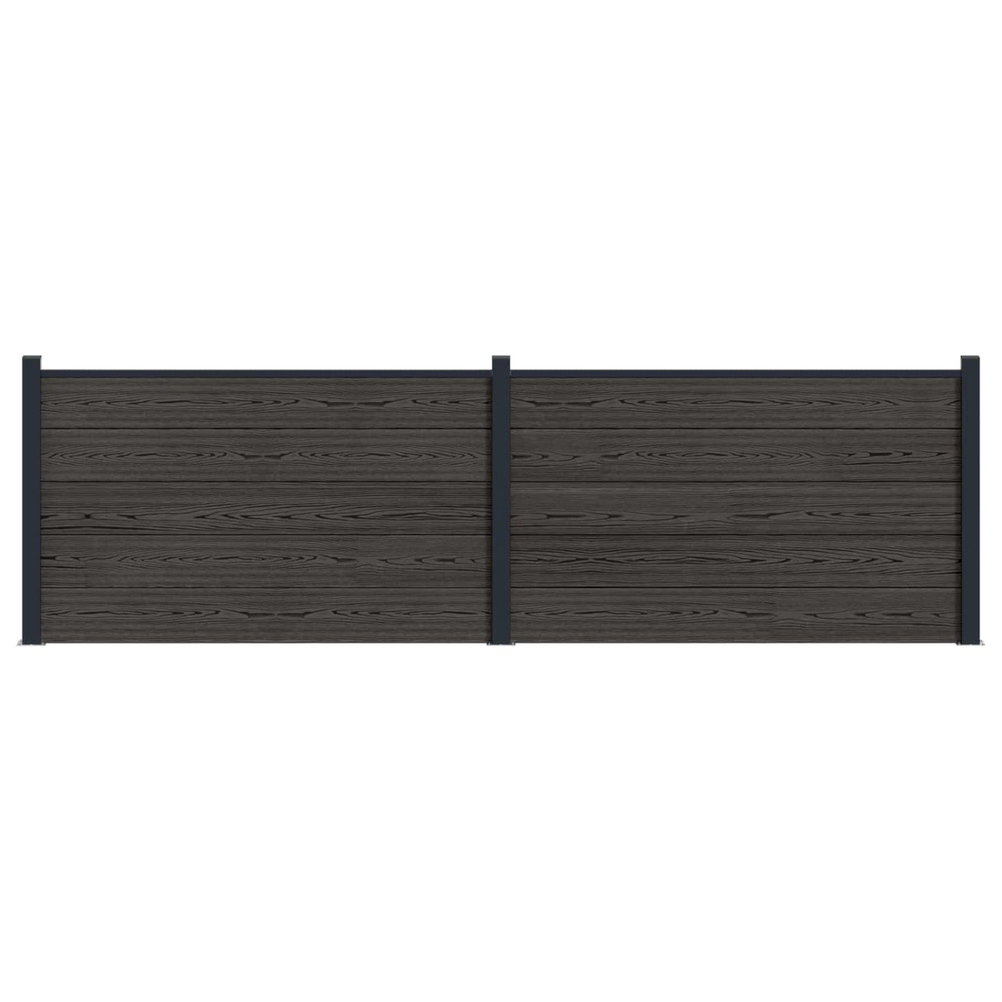 Hek set 2 pcs 353 x 105 cm WPC en Aluminium Zwart is nu te koop bij PeponiXL, paradijselijk wonen!