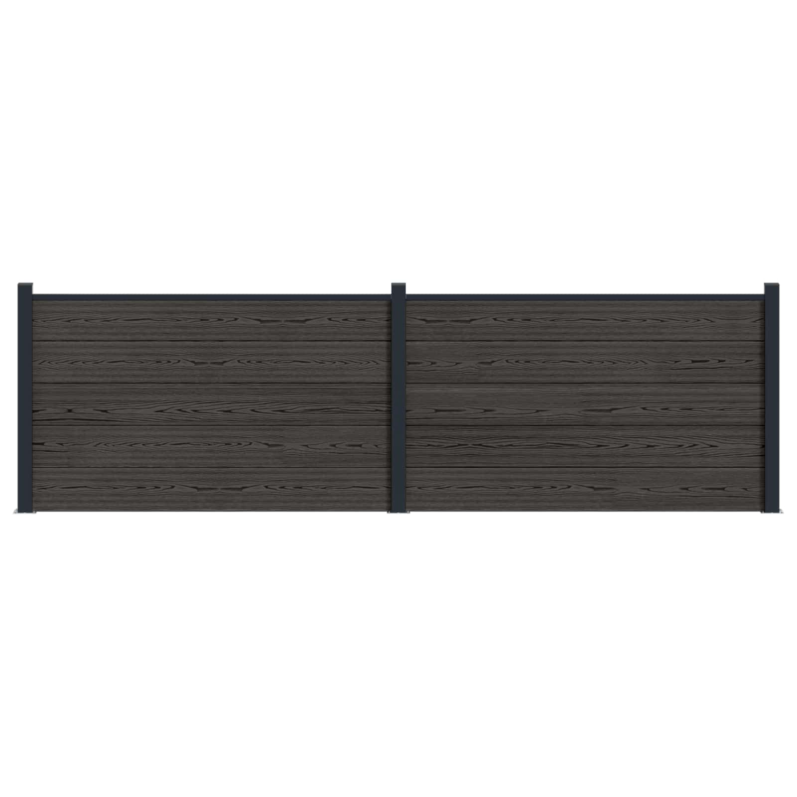 Hek set 2 pcs 353 x 105 cm WPC en Aluminium Zwart is nu te koop bij PeponiXL, paradijselijk wonen!