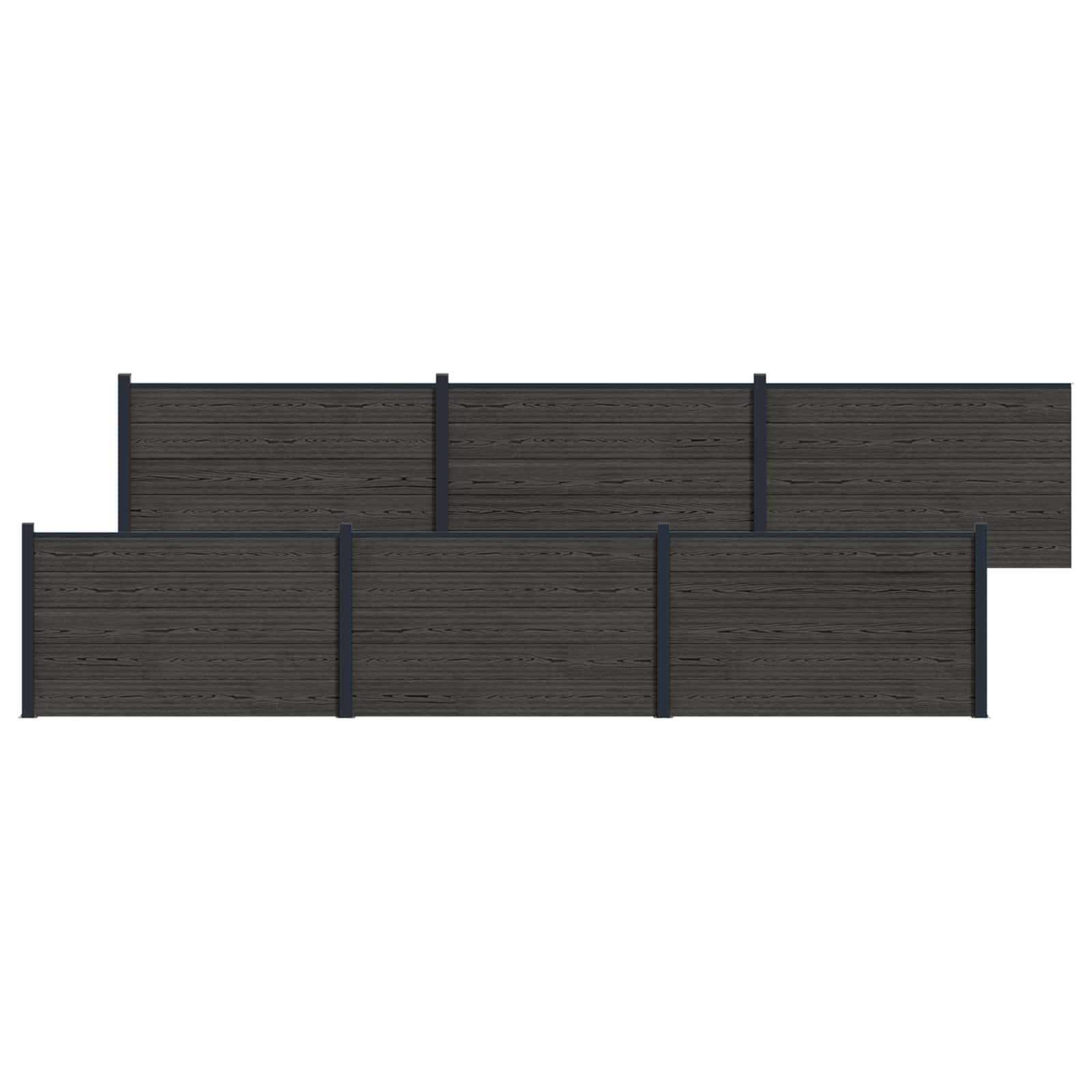 Hekpaneel 6 pcs WPC en Aluminium Zwart is nu te koop bij PeponiXL, paradijselijk wonen!
