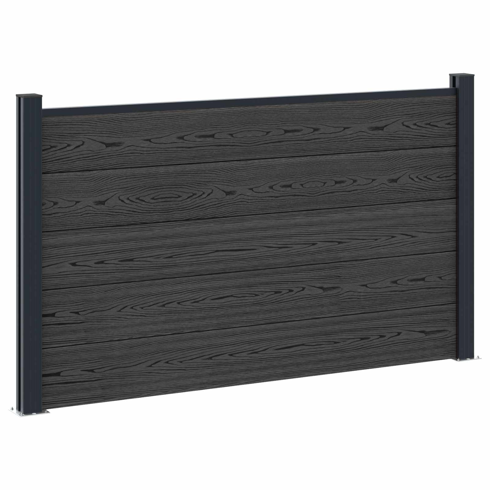 Hekpaneel 7 pcs WPC en Aluminium Zwart is nu te koop bij PeponiXL, paradijselijk wonen!