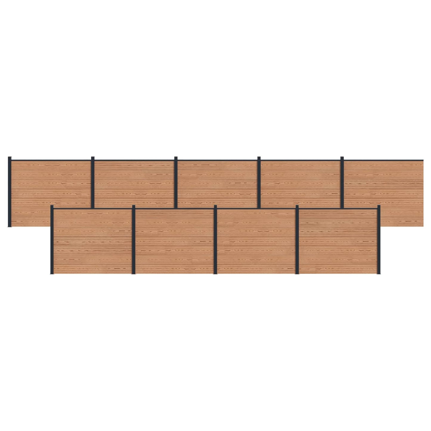 Hekpaneel 9 pcs WPC en Aluminium Bruin is nu te koop bij PeponiXL, paradijselijk wonen!
