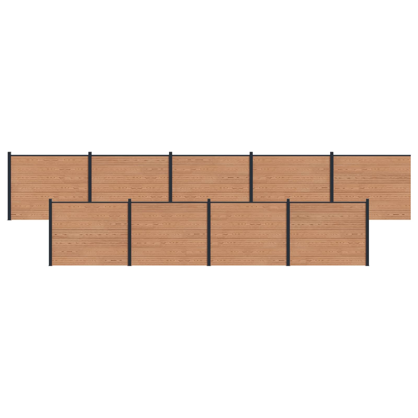 Hekpaneel 9 pcs WPC en Aluminium Bruin is nu te koop bij PeponiXL, paradijselijk wonen!
