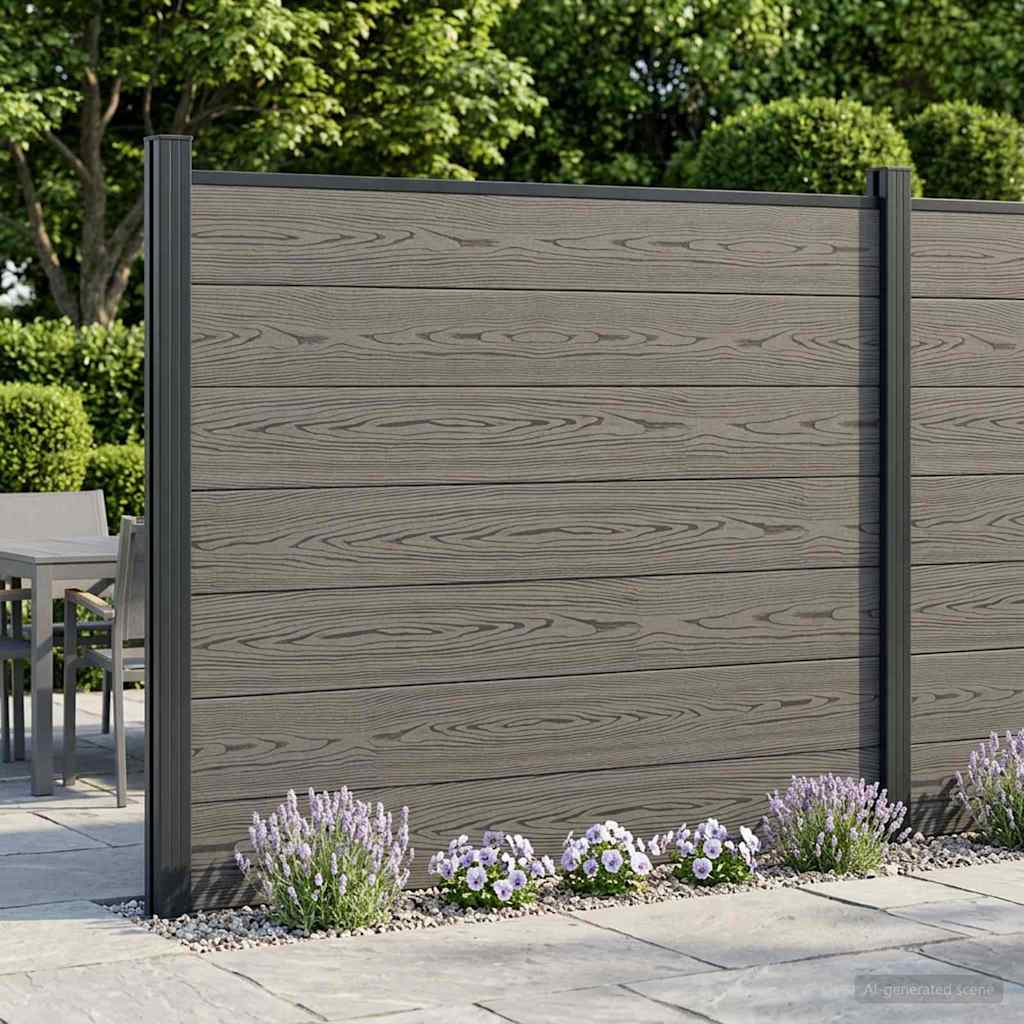 Hekpaneel 8 pcs WPC en Aluminium Grijs is nu te koop bij PeponiXL, paradijselijk wonen!
