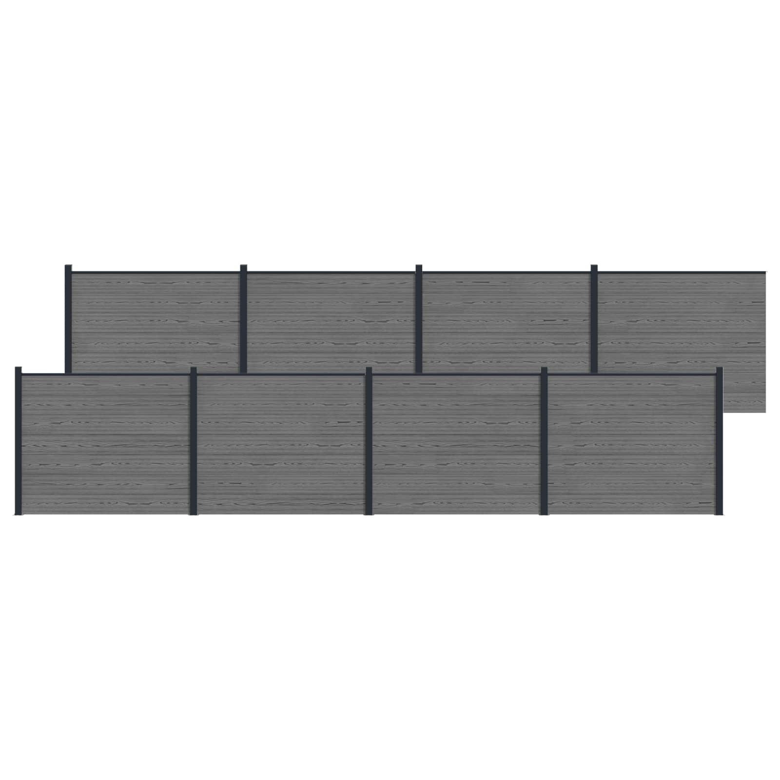 Hekpaneel 8 pcs WPC en Aluminium Grijs is nu te koop bij PeponiXL, paradijselijk wonen!