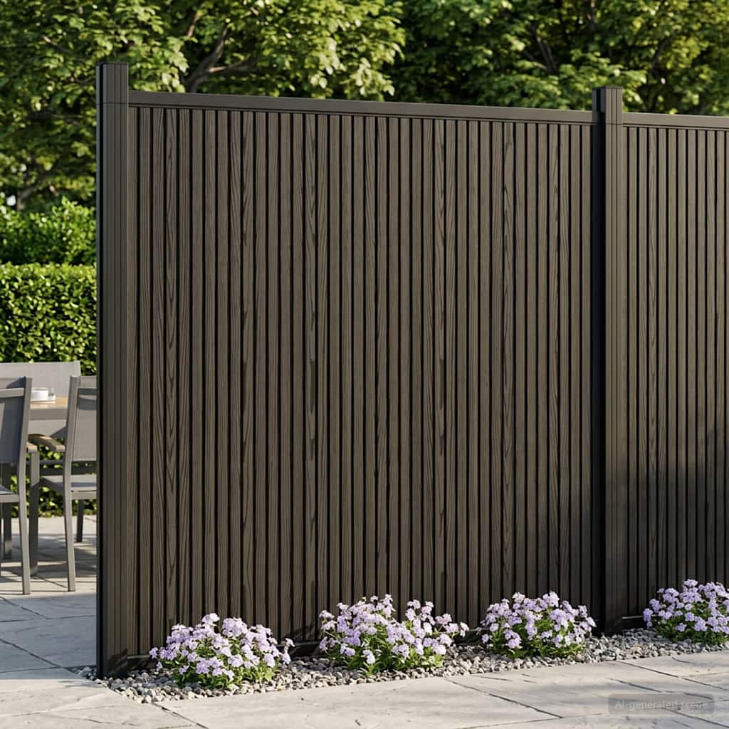 Hekpaneel 3 pcs WPC en Aluminium Zwart is nu te koop bij PeponiXL, paradijselijk wonen!