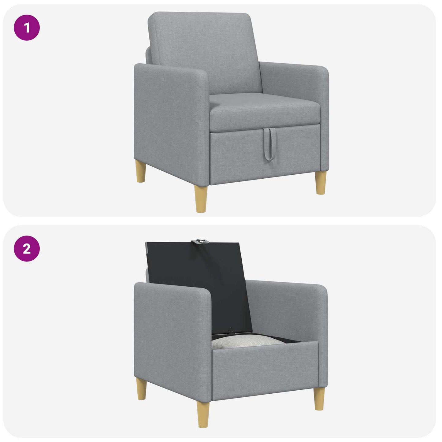Bank met opslag Lichtgrijs 72 x 78 x 87 cm Polyester is nu te koop bij PeponiXL, paradijselijk wonen!