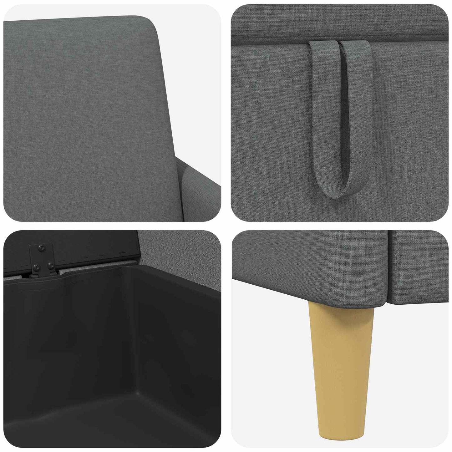 Bank met opslag Donkergrijs 72 x 78 x 87 cm Polyester is nu te koop bij PeponiXL, paradijselijk wonen!