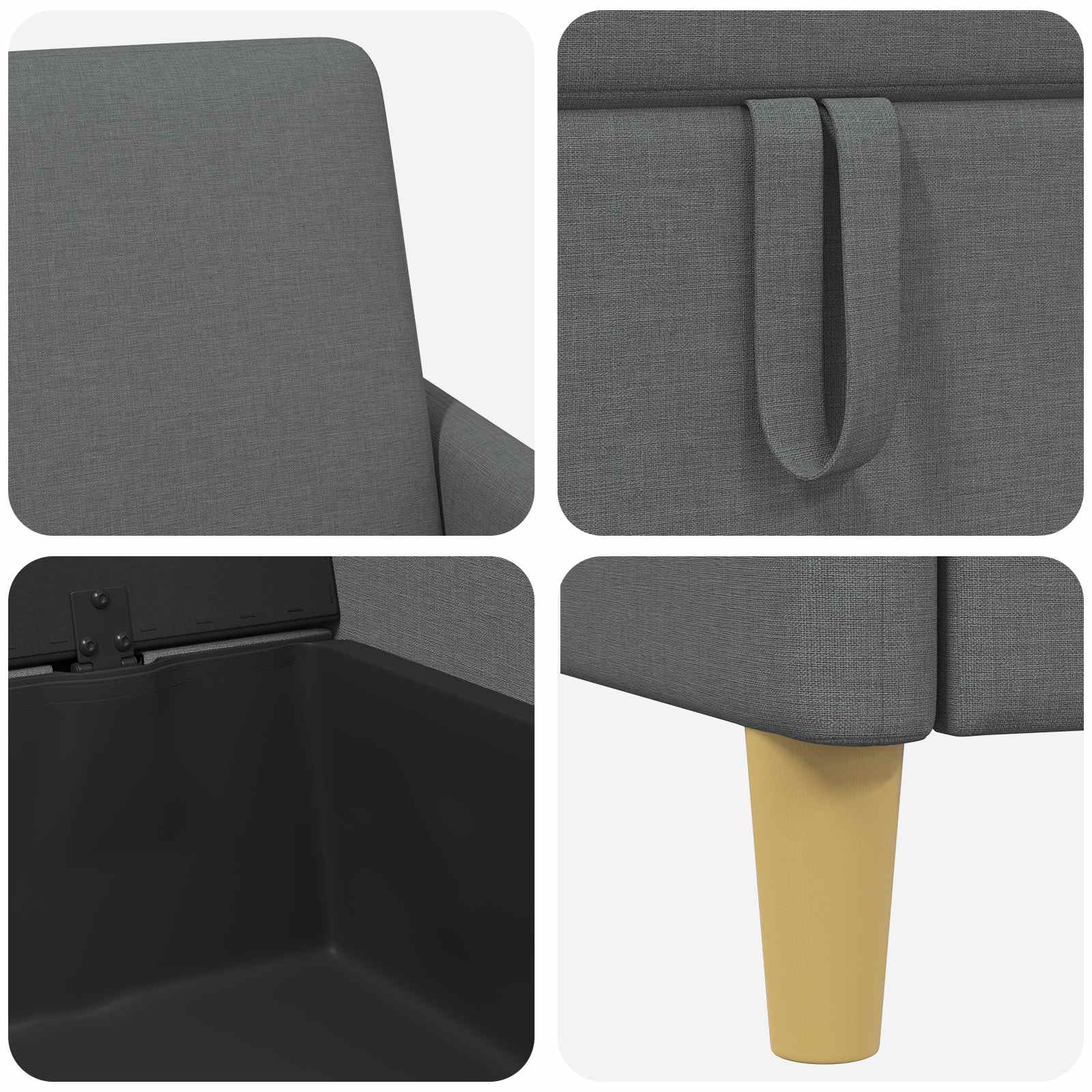 Bank met opslag Donkergrijs 72 x 78 x 87 cm Polyester is nu te koop bij PeponiXL, paradijselijk wonen!