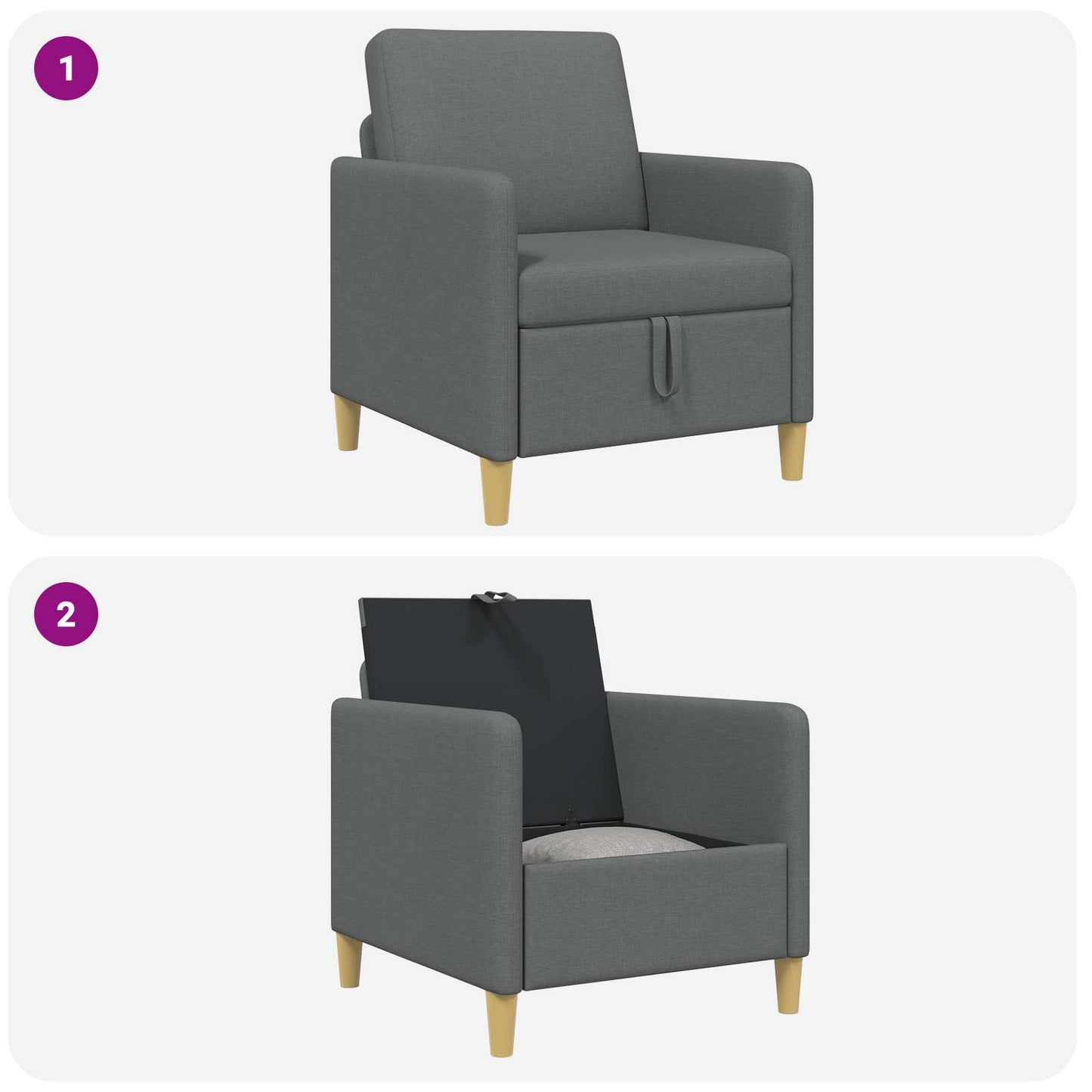 Bank met opslag Donkergrijs 72 x 78 x 87 cm Polyester is nu te koop bij PeponiXL, paradijselijk wonen!