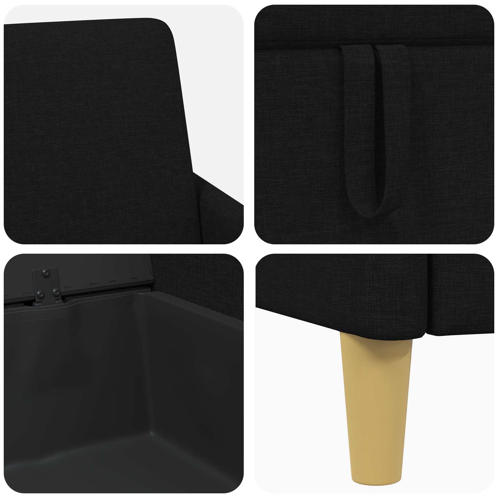 Bank met opslag Zwart 72 x 78 x 87 cm Polyester is nu te koop bij PeponiXL, paradijselijk wonen!