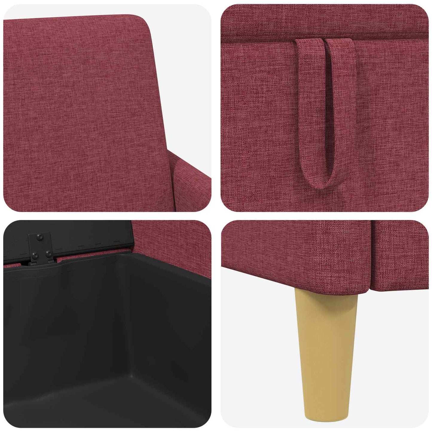 Bank met opslag Wijnrood 72 x 78 x 87 cm Polyester is nu te koop bij PeponiXL, paradijselijk wonen!