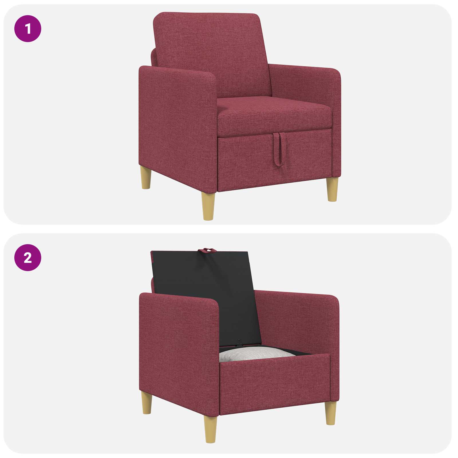 Bank met opslag Wijnrood 72 x 78 x 87 cm Polyester is nu te koop bij PeponiXL, paradijselijk wonen!