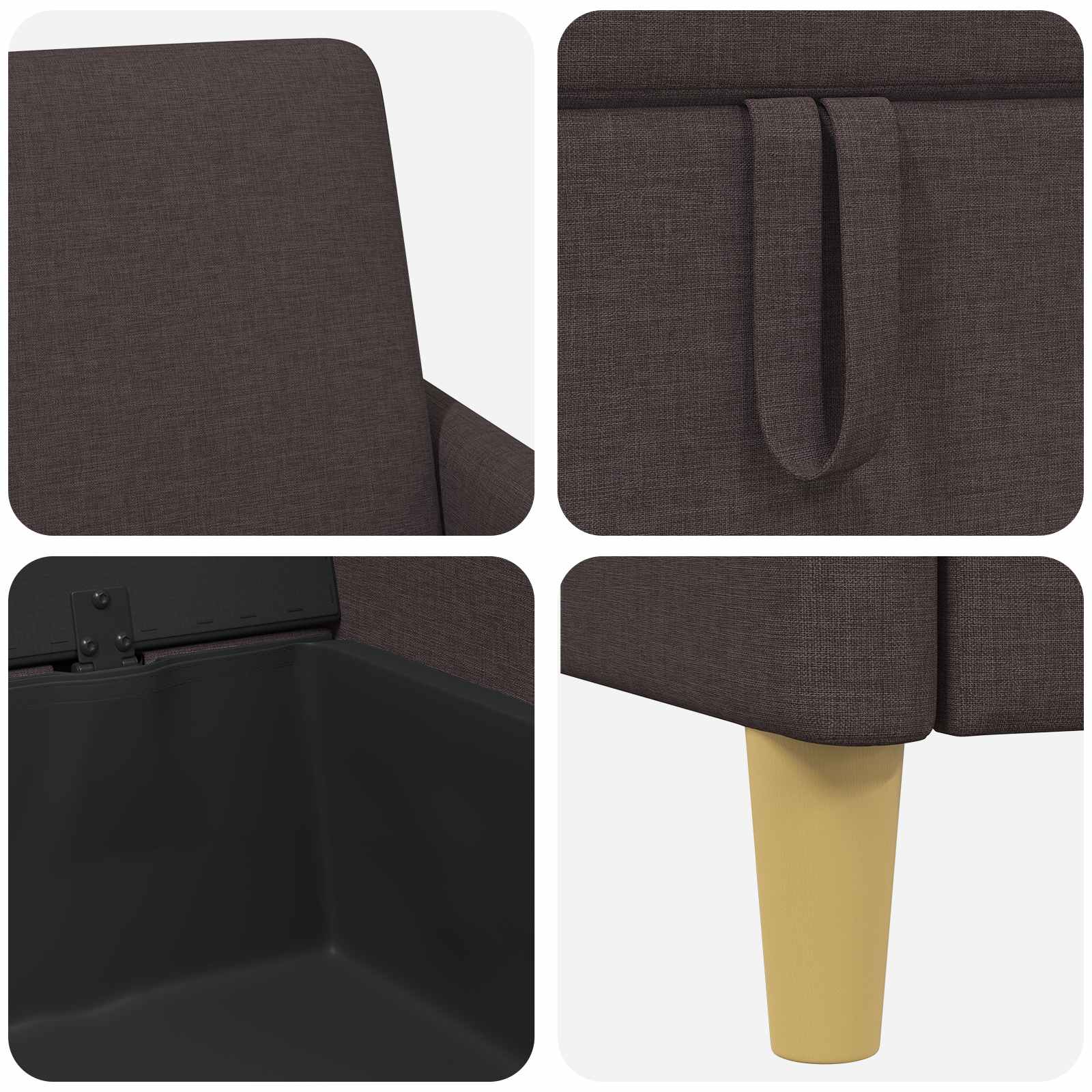 Bank met opslag Donkerbruin 72 x 78 x 87 cm Polyester is nu te koop bij PeponiXL, paradijselijk wonen!