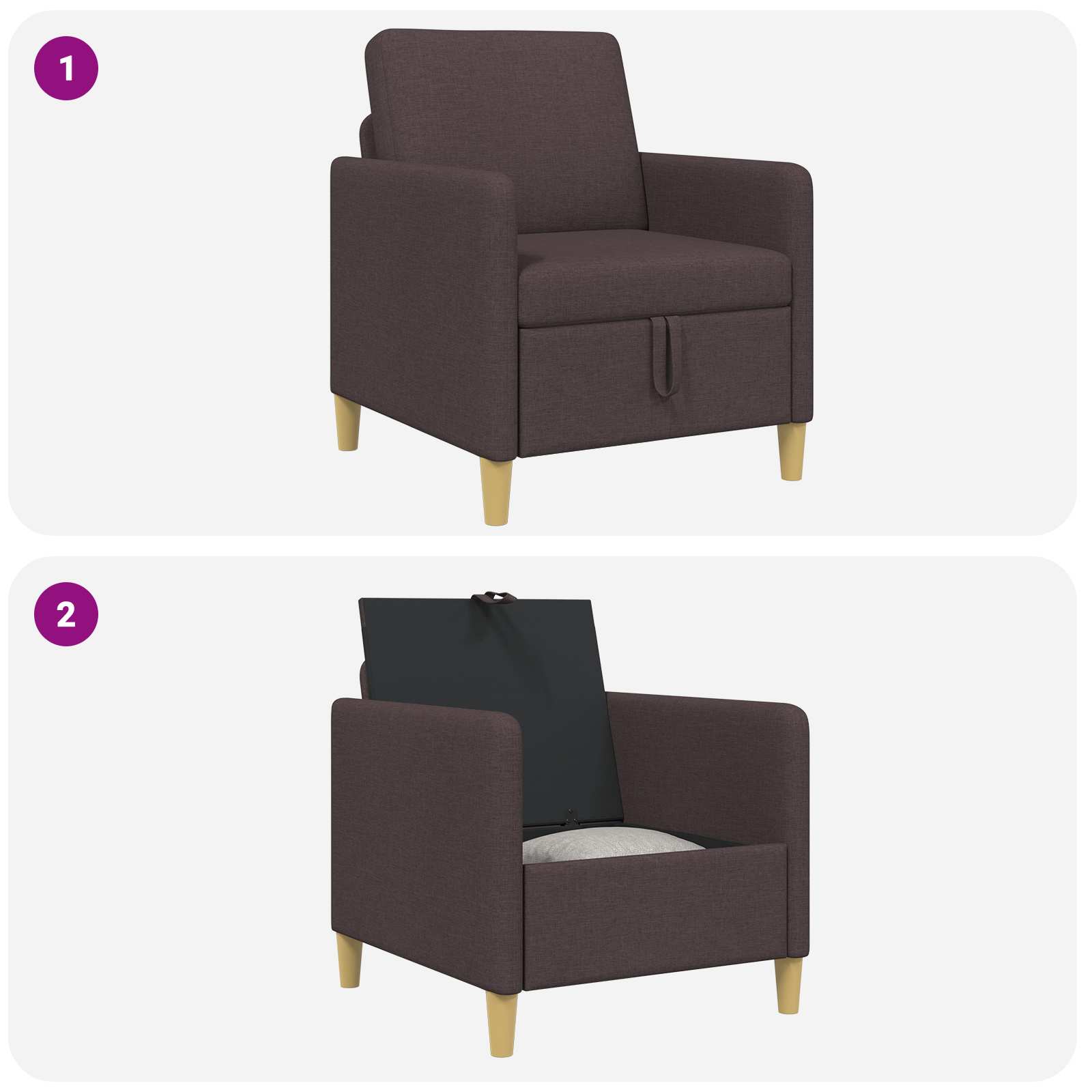 Bank met opslag Donkerbruin 72 x 78 x 87 cm Polyester is nu te koop bij PeponiXL, paradijselijk wonen!