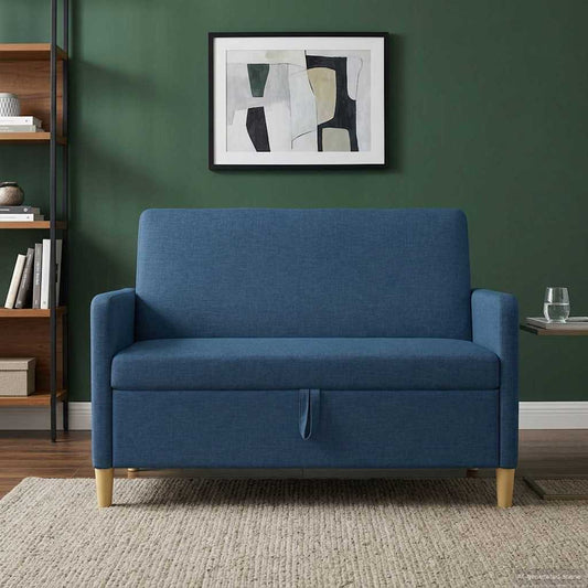 Bank met opslag Blauw 122 x 78 x 87 cm Polyester is nu te koop bij PeponiXL, paradijselijk wonen!