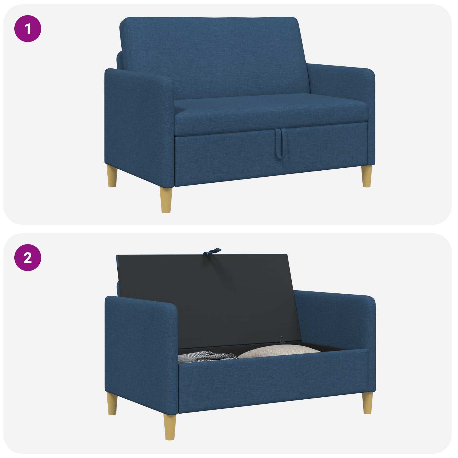 Bank met opslag Blauw 122 x 78 x 87 cm Polyester is nu te koop bij PeponiXL, paradijselijk wonen!