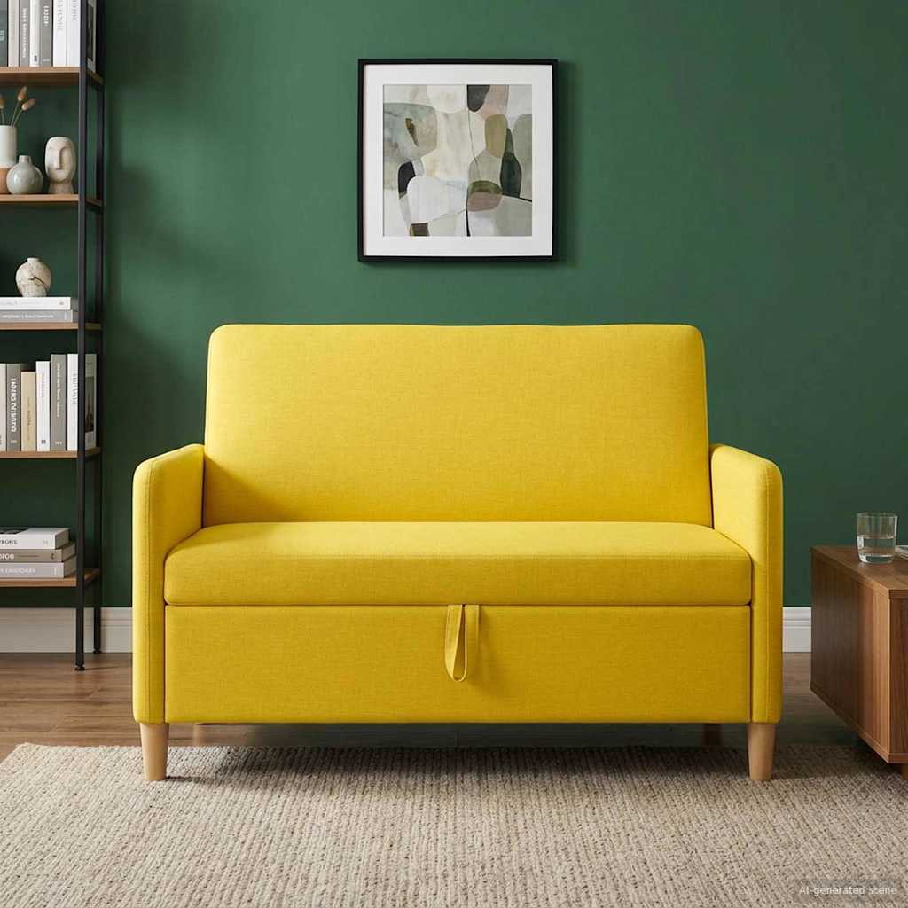 Bank met opslag Lichtgeel 122 x 78 x 87 cm Polyester is nu te koop bij PeponiXL, paradijselijk wonen!