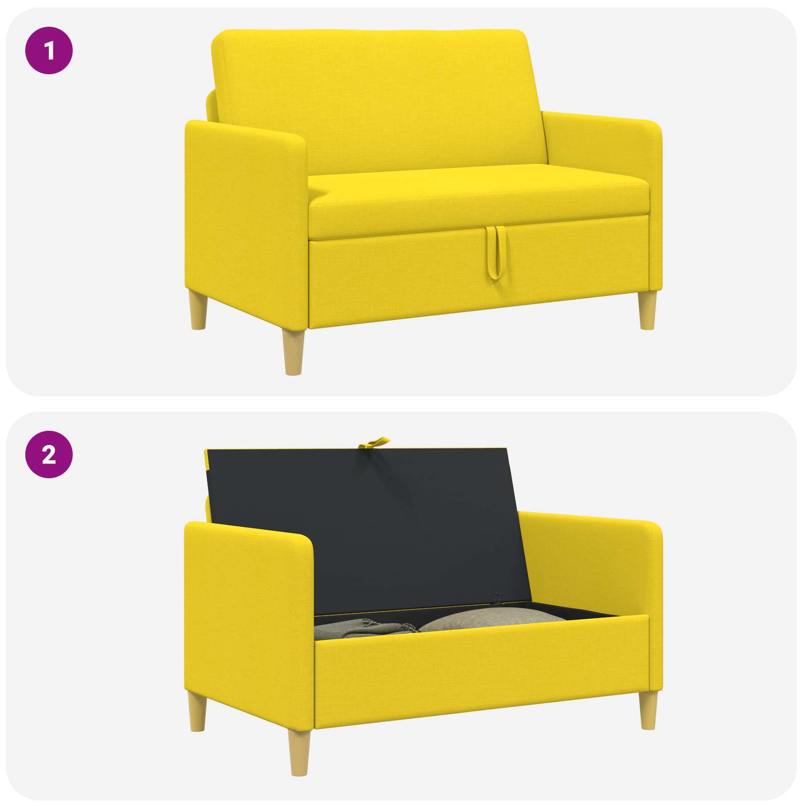 Bank met opslag Lichtgeel 122 x 78 x 87 cm Polyester is nu te koop bij PeponiXL, paradijselijk wonen!