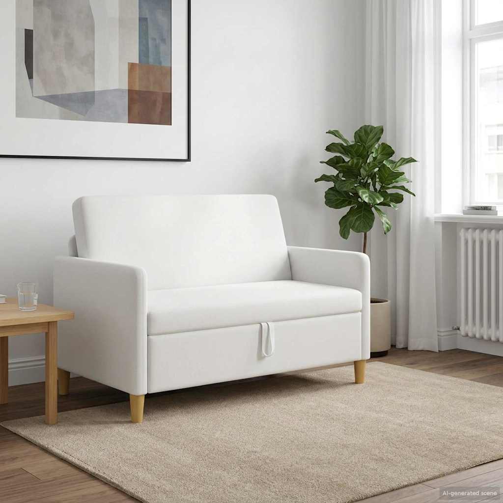 Bank met opslag Wit 122 x 78 x 87 cm Polyester is nu te koop bij PeponiXL, paradijselijk wonen!