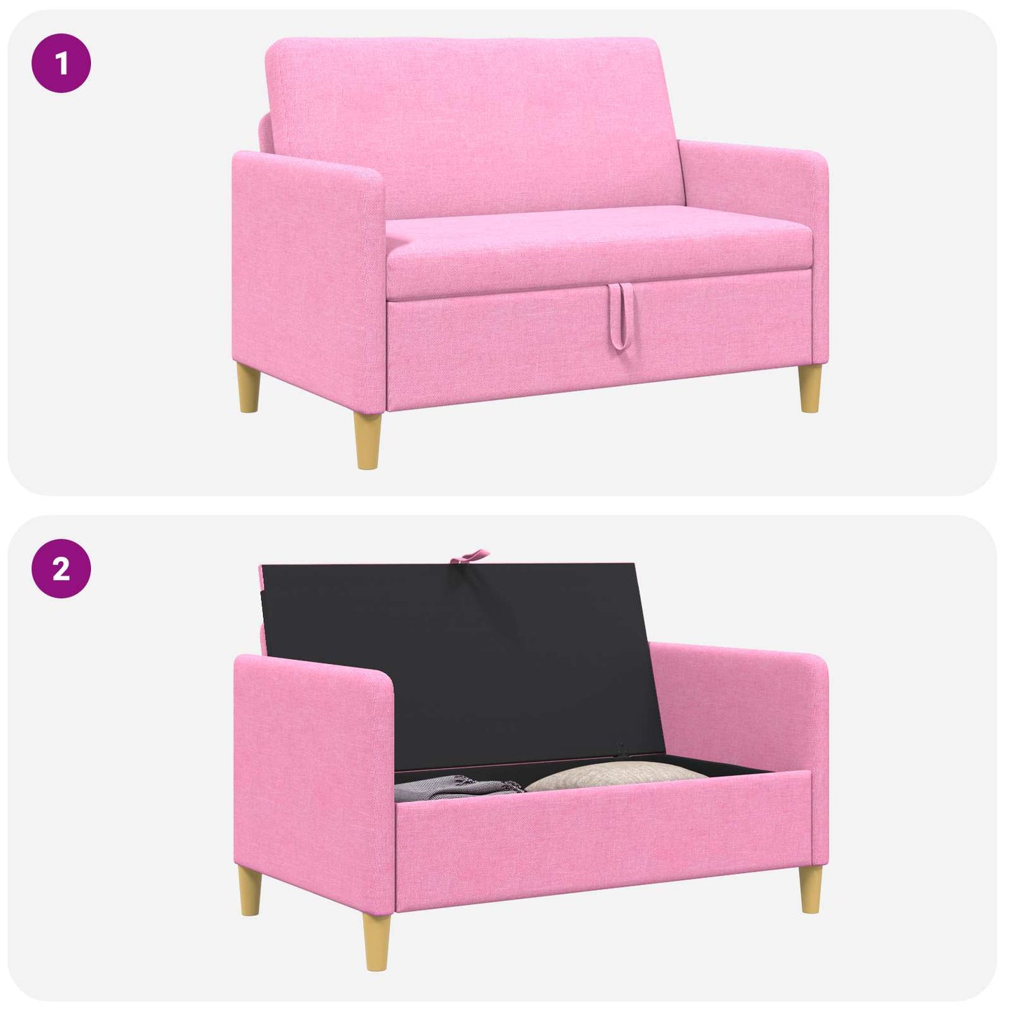 Bank met opslag Roze 122 x 78 x 87 cm Polyester is nu te koop bij PeponiXL, paradijselijk wonen!