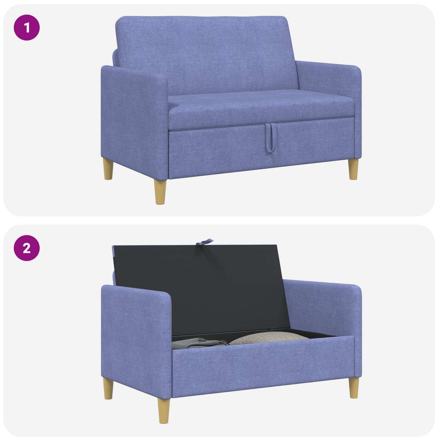 Bank met opslag Jeans Blauw 122 x 78 x 87 cm Polyester is nu te koop bij PeponiXL, paradijselijk wonen!