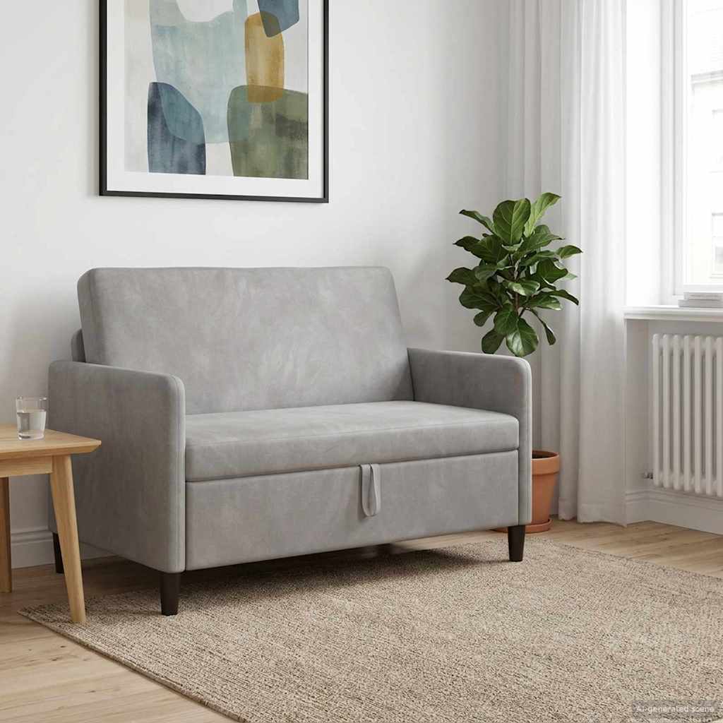 Bank met opslag Lichtgrijs 122 x 78 x 87 cm Polyester is nu te koop bij PeponiXL, paradijselijk wonen!