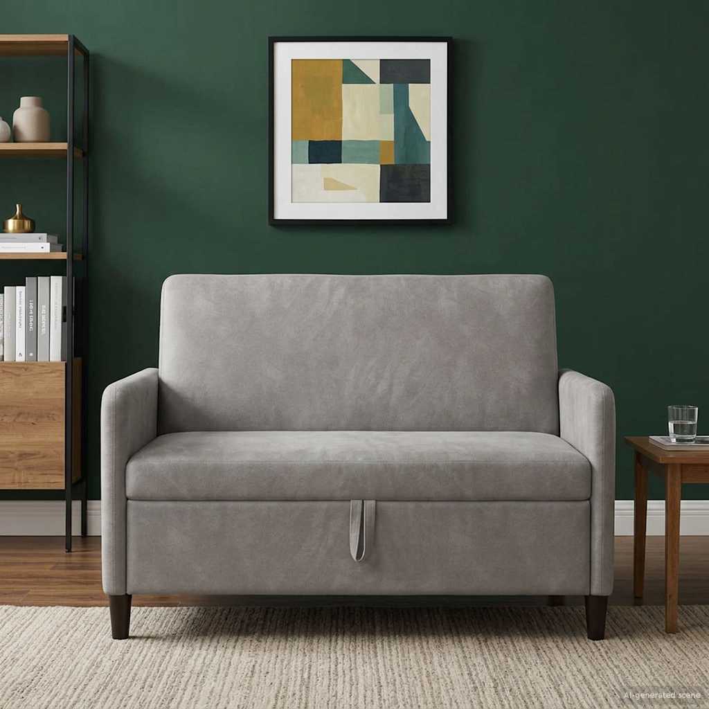 Bank met opslag Lichtgrijs 122 x 78 x 87 cm Polyester is nu te koop bij PeponiXL, paradijselijk wonen!