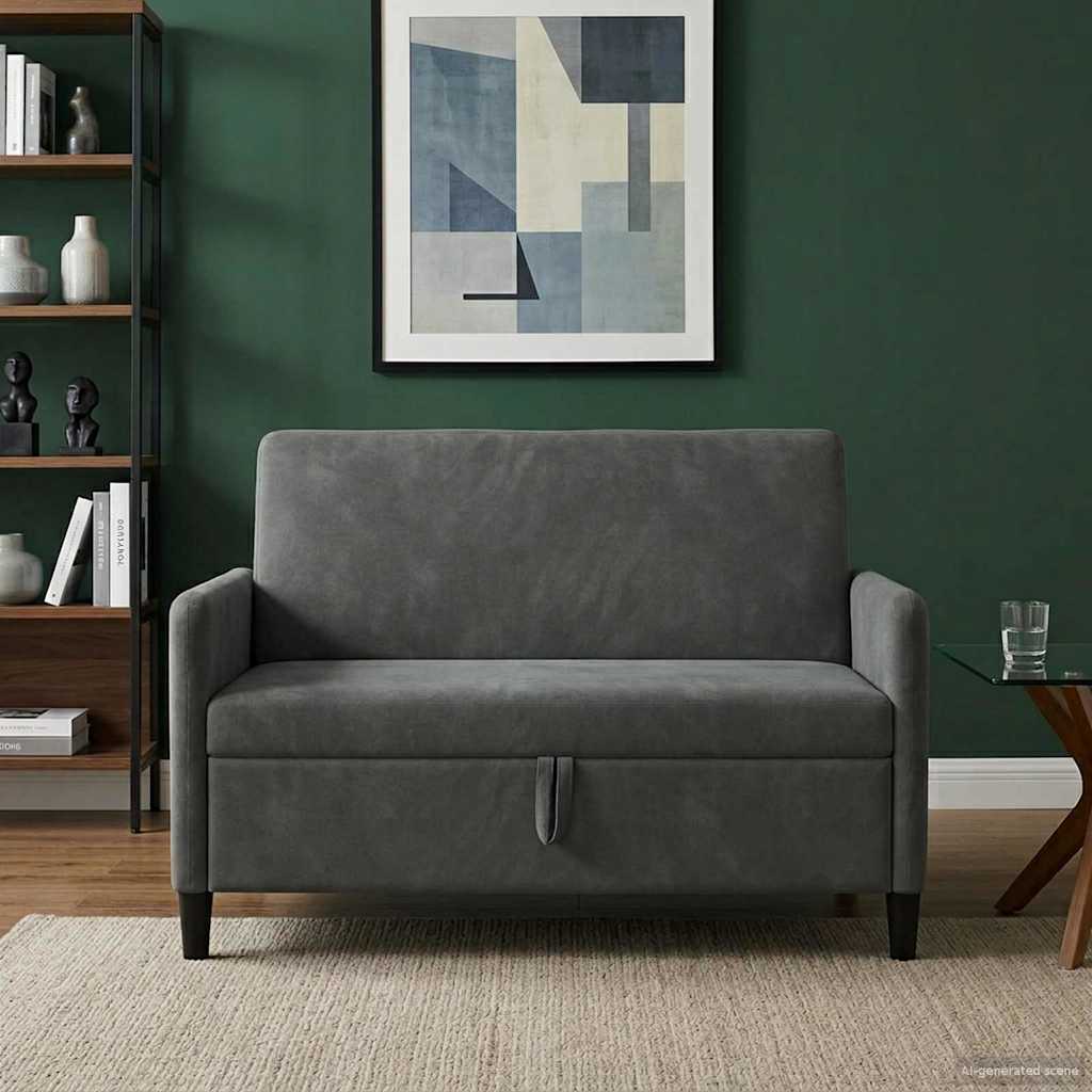 Bank met opslag Donkergrijs 122 x 78 x 87 cm Polyester is nu te koop bij PeponiXL, paradijselijk wonen!
