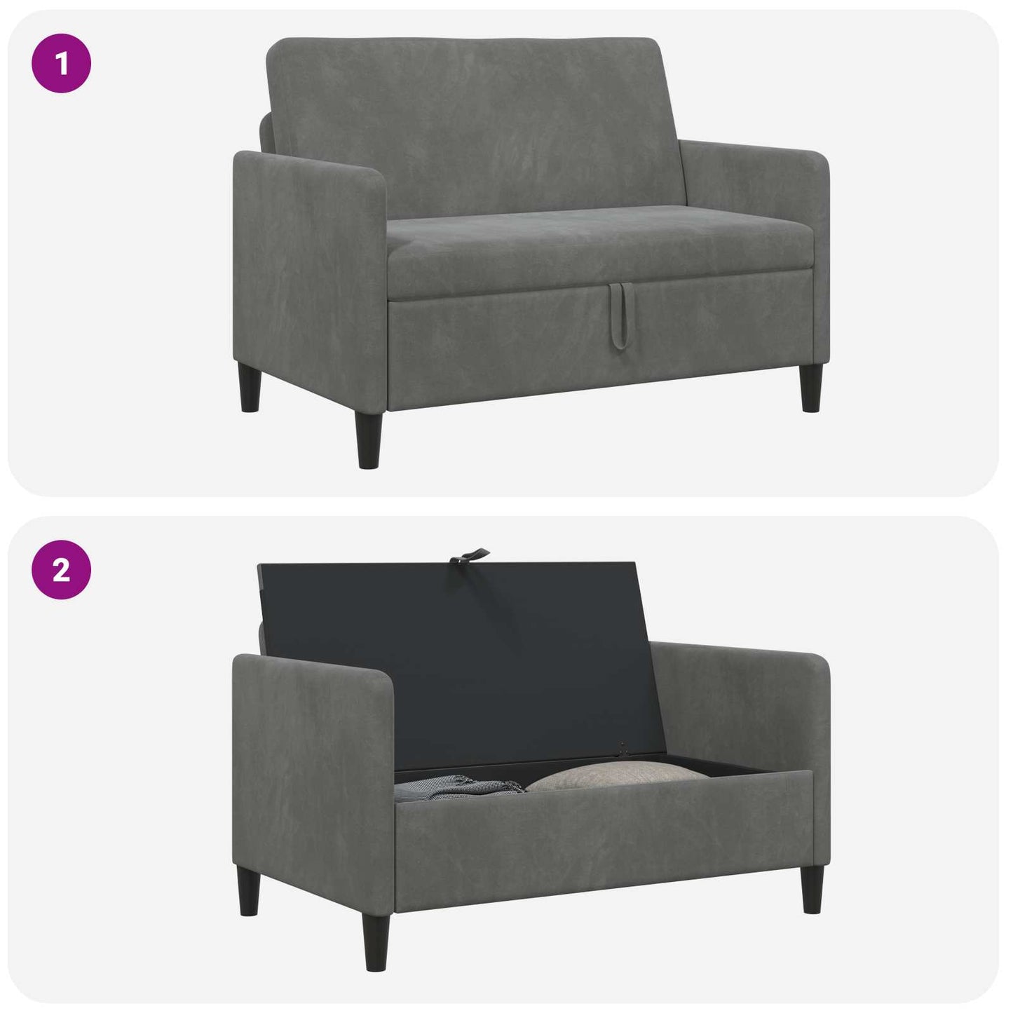 Bank met opslag Donkergrijs 122 x 78 x 87 cm Polyester is nu te koop bij PeponiXL, paradijselijk wonen!