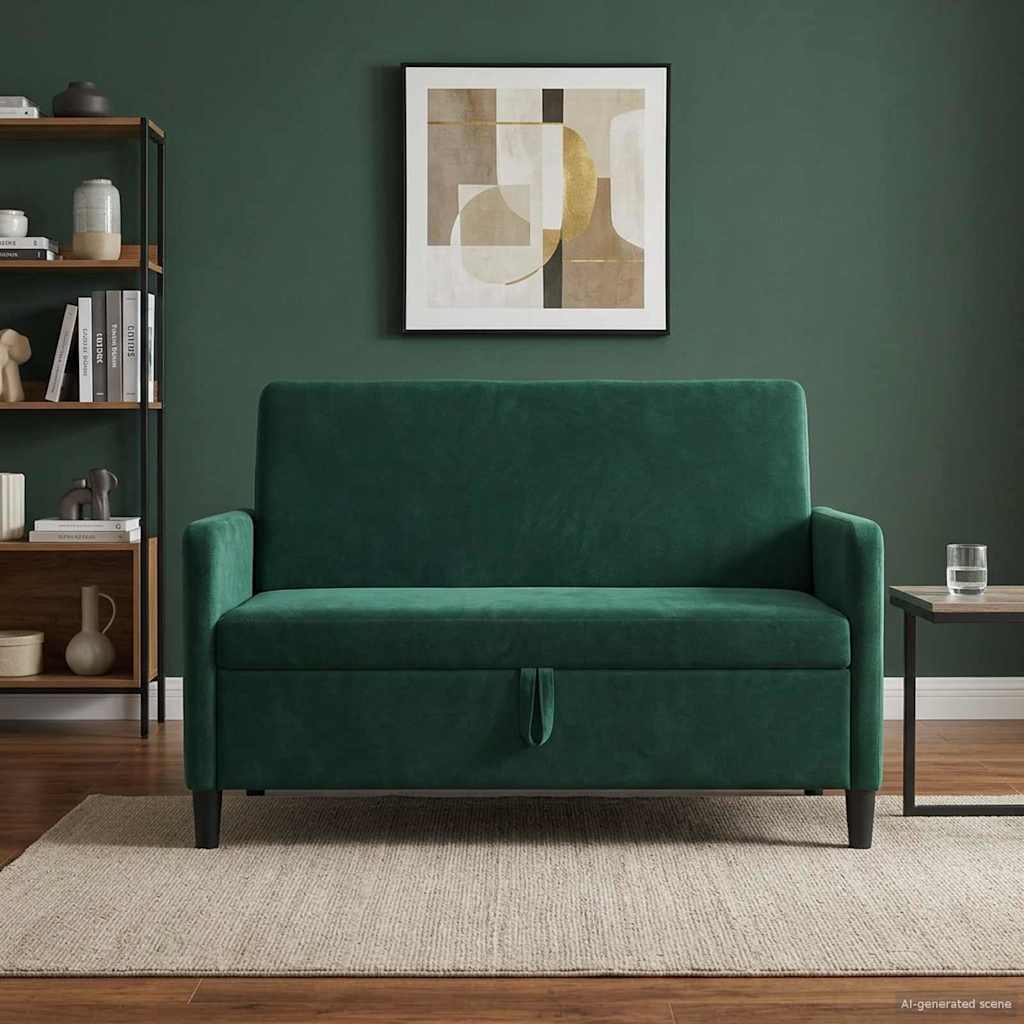 Bank met opslag Donkergroen 122 x 78 x 87 cm Polyester is nu te koop bij PeponiXL, paradijselijk wonen!