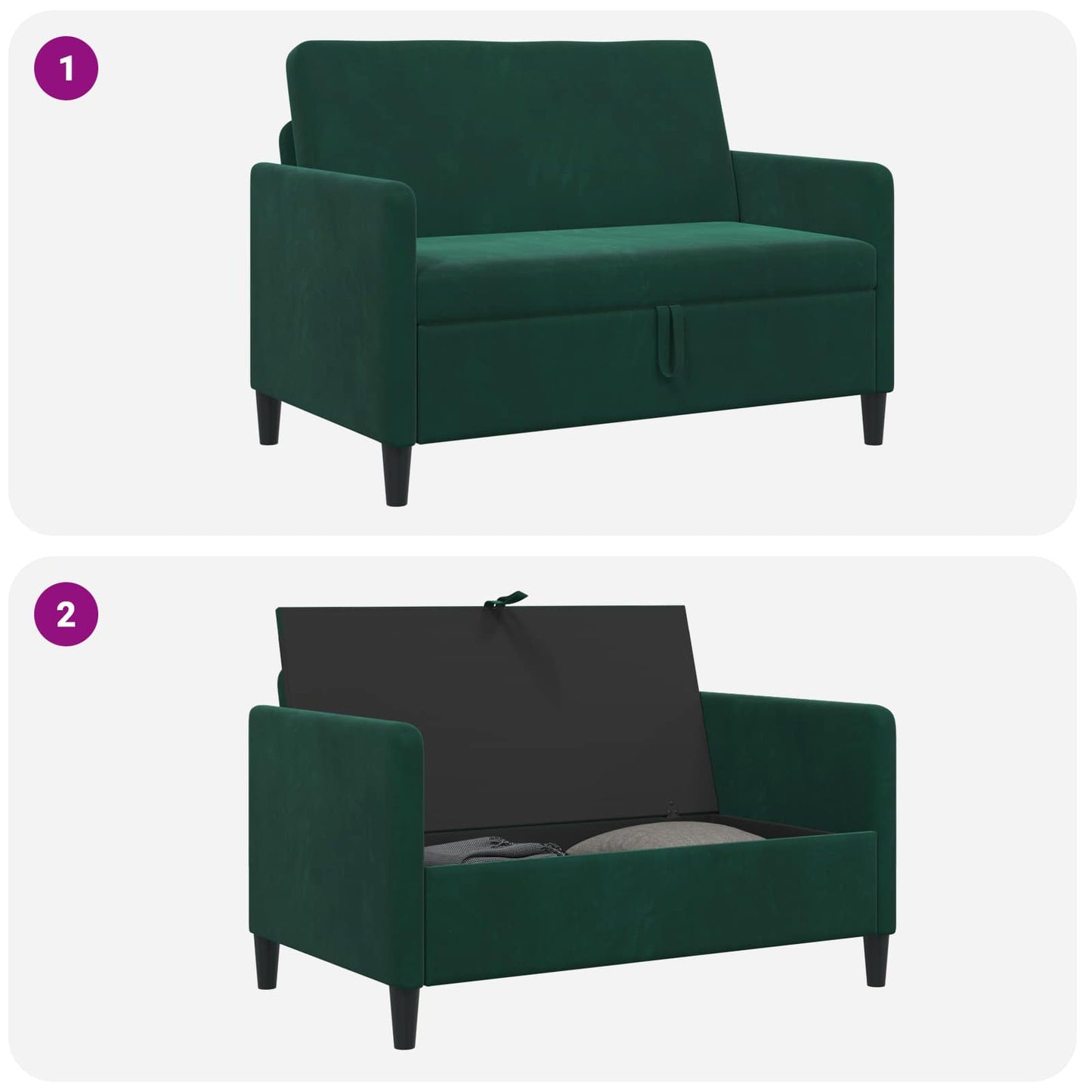 Bank met opslag Donkergroen 122 x 78 x 87 cm Polyester is nu te koop bij PeponiXL, paradijselijk wonen!