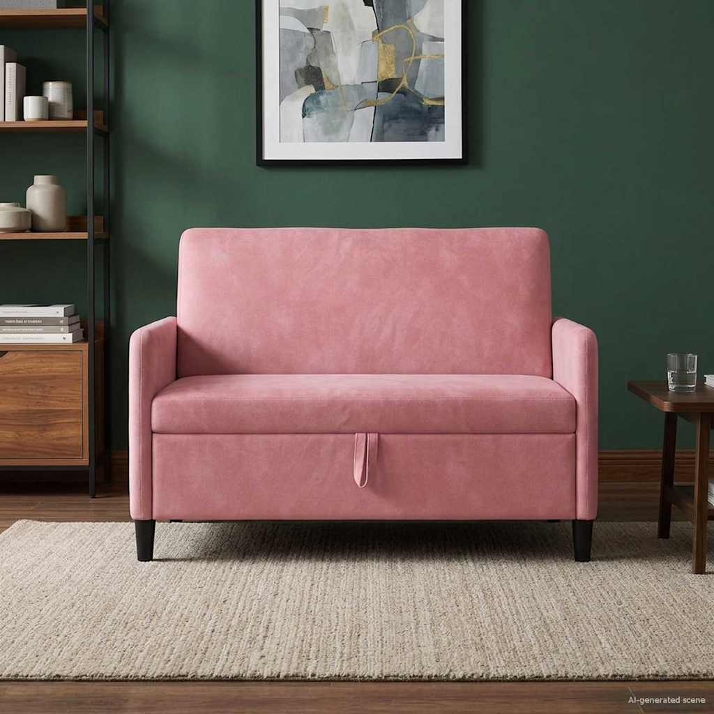 Bank met opslag Roze 122 x 78 x 87 cm Polyester is nu te koop bij PeponiXL, paradijselijk wonen!